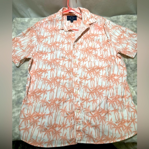 Even Tide XL Coral Palm Tree Button Up T Shirt - Picture 1 of 2